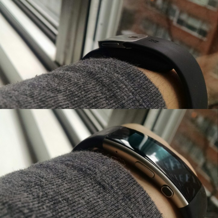 The Microsoft Band on the wrist